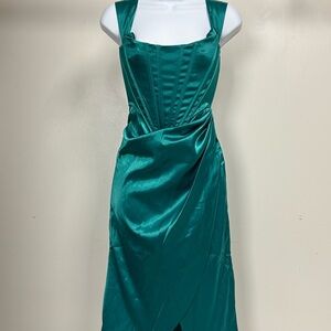 Elegant Teal Satin Dress